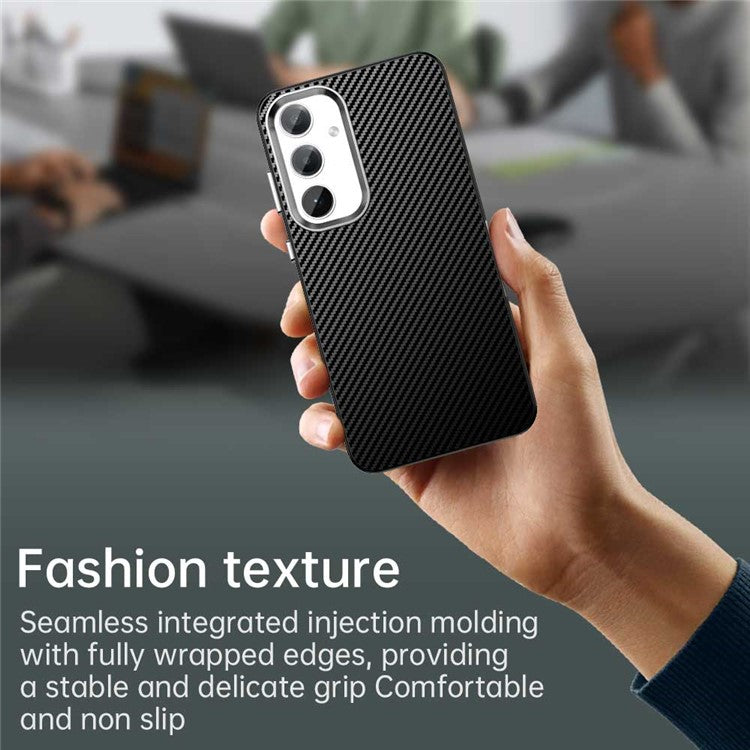 For Samsung Galaxy S25 / S24 Case Cell Phone Hybrid Back Cover Carbon Fiber Texture - Black