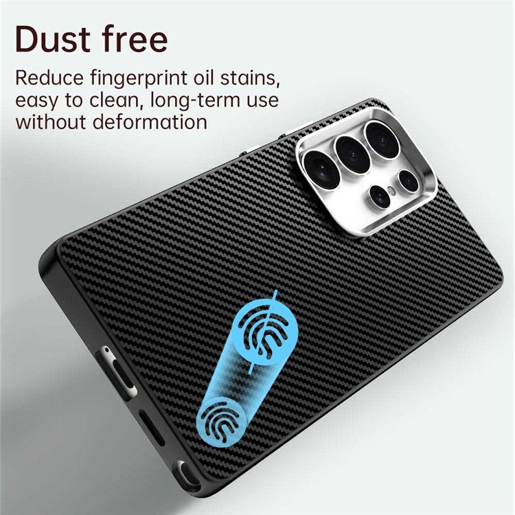 For Samsung Galaxy S25 Ultra Case Cell Phone Hybrid Back Cover Carbon Fiber Texture - Black