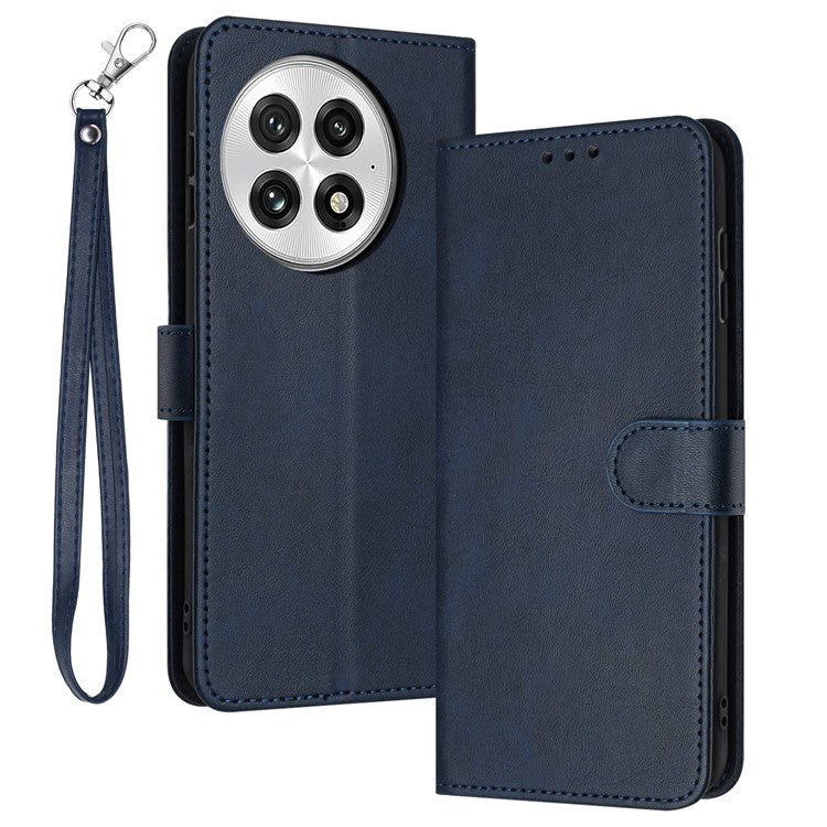 For OnePlus 13 Case Flip Stand PU Leather Wallet Phone Cover Calf Texture - Sapphire