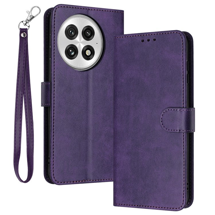 For OnePlus 13 Case Flip Stand PU Leather Wallet Phone Cover Calf Texture - Purple