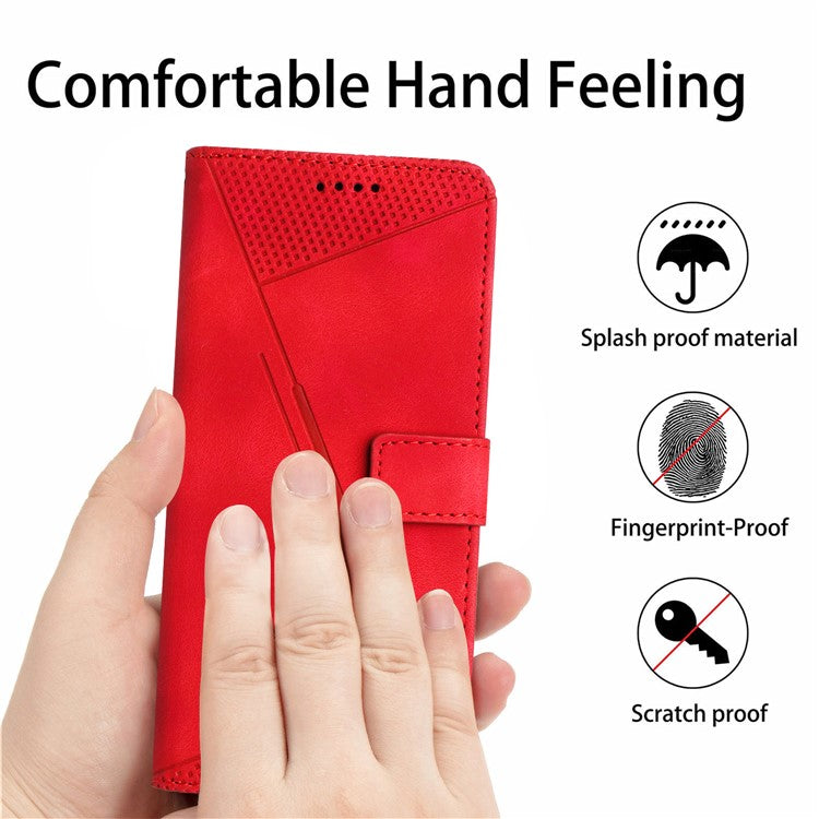 For vivo Y19s 4G Case Handbag Imprinted Triangle Leather Phone Cover - Red