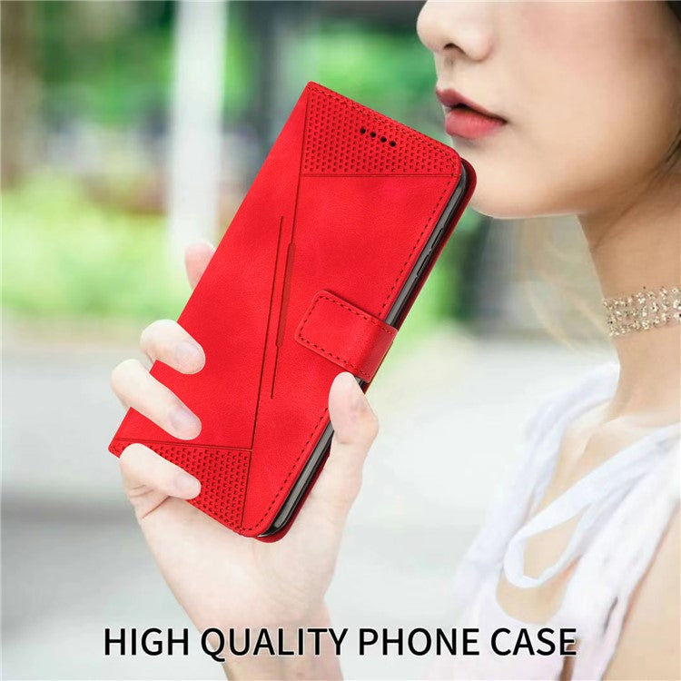 For vivo Y19s 4G Case Handbag Imprinted Triangle Leather Phone Cover - Red