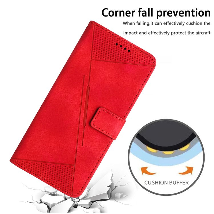 For vivo Y19s 4G Case Handbag Imprinted Triangle Leather Phone Cover - Red