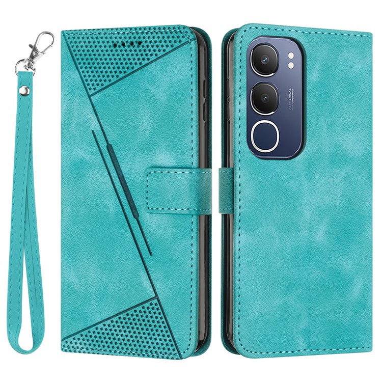 For vivo Y19s 4G Case Handbag Imprinted Triangle Leather Phone Cover - Green