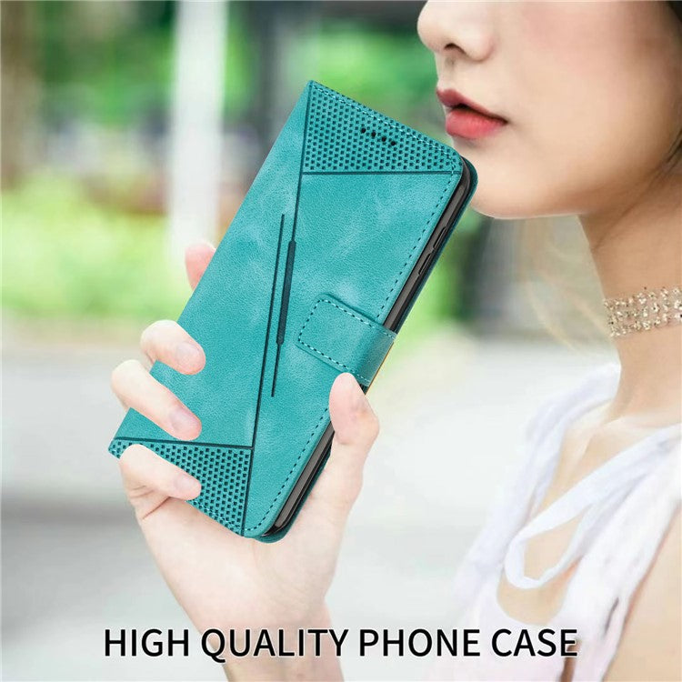 For vivo Y19s 4G Case Handbag Imprinted Triangle Leather Phone Cover - Green