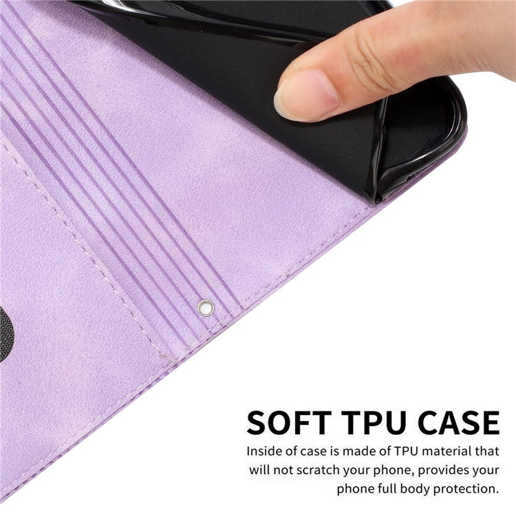 For vivo Y19s 4G Case Handbag Imprinted Triangle Leather Phone Cover - Purple