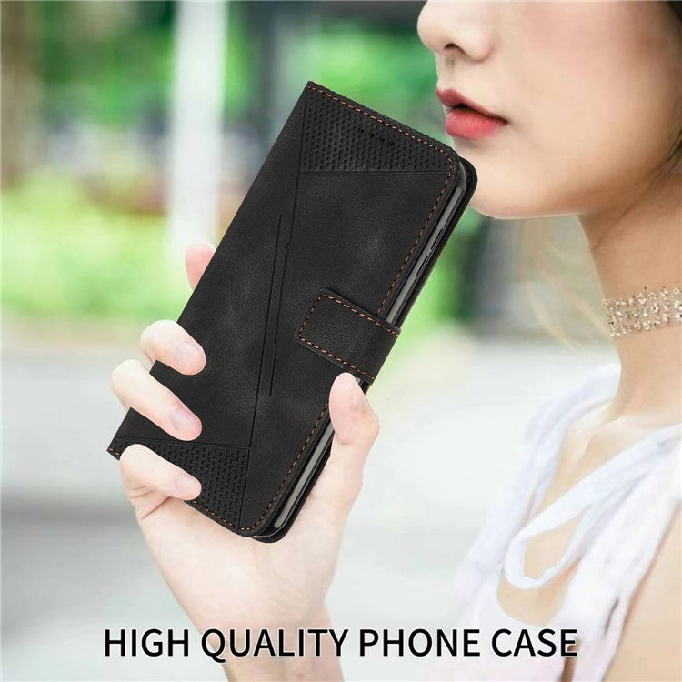 For vivo Y19s 4G Case Handbag Imprinted Triangle Leather Phone Cover - Black