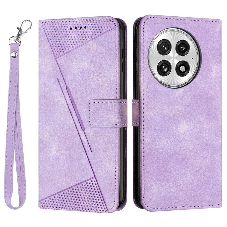 For OnePlus 13 Case Handbag Imprinted Triangle Leather Phone Cover - Purple