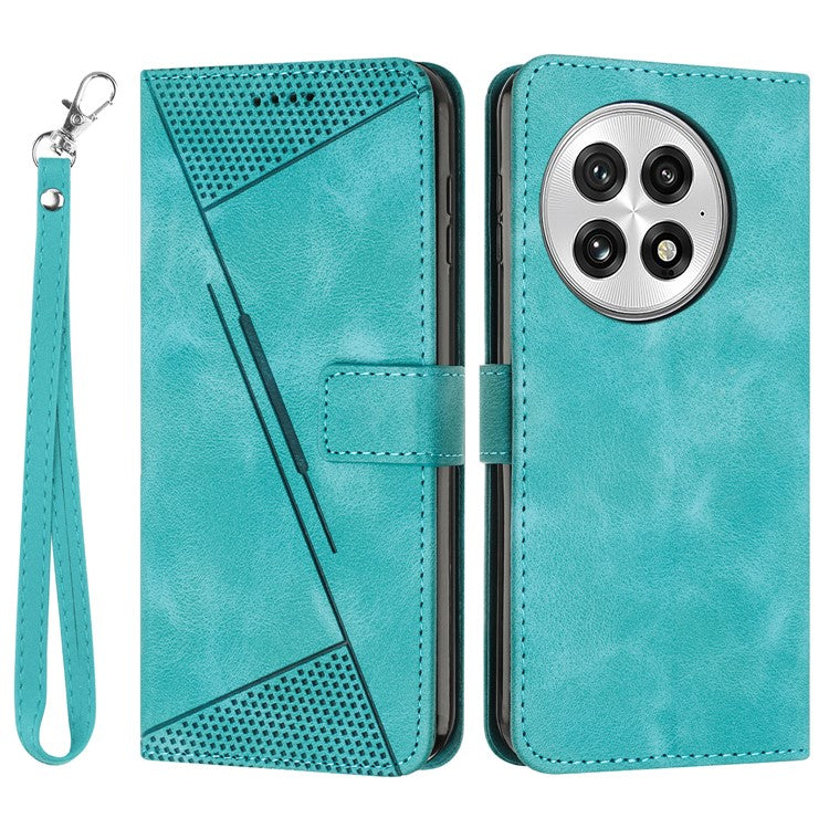 For OnePlus 13 Case Handbag Imprinted Triangle Leather Phone Cover - Green