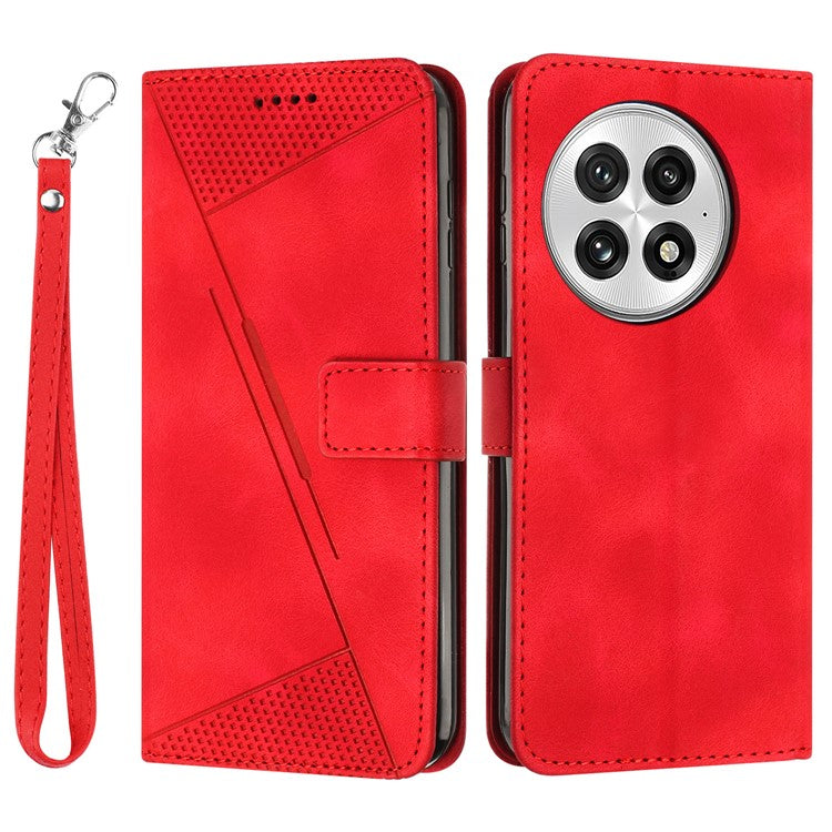 For OnePlus 13 Case Handbag Imprinted Triangle Leather Phone Cover - Red