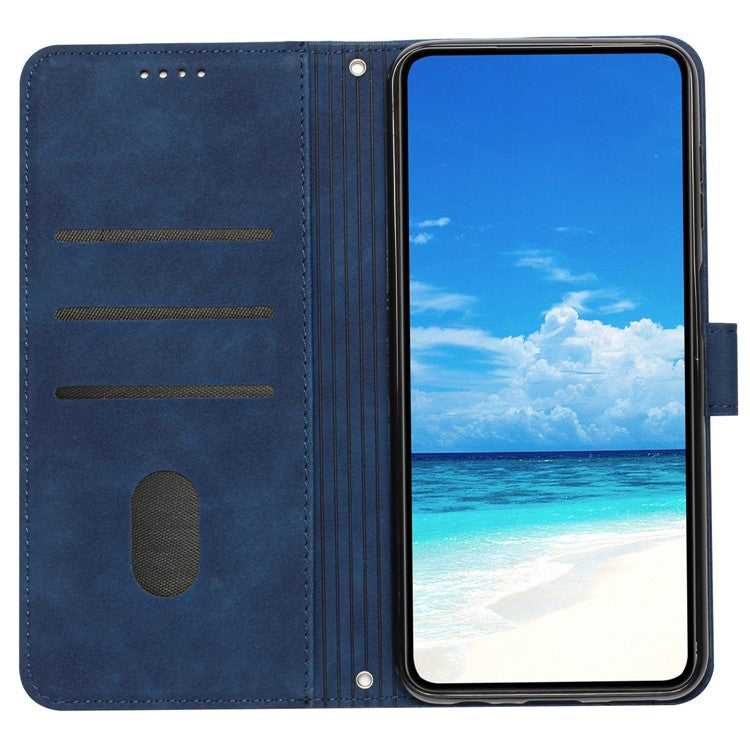 For Google Pixel 9a Case Viewing Stand PU Leather Phone Cover Imprinted Pattern - Sapphire