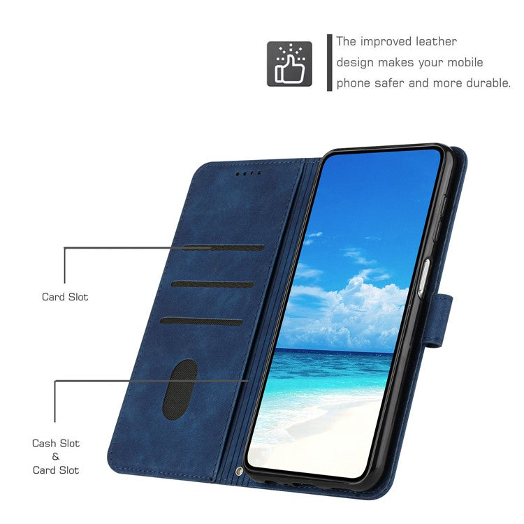 For Google Pixel 9a Case Viewing Stand PU Leather Phone Cover Imprinted Pattern - Sapphire