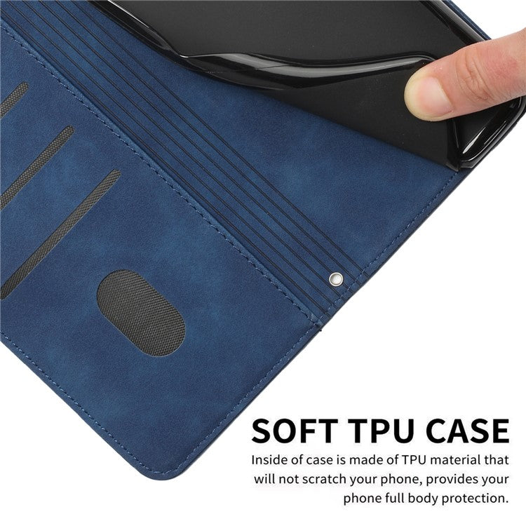 For Google Pixel 9a Case Viewing Stand PU Leather Phone Cover Imprinted Pattern - Sapphire