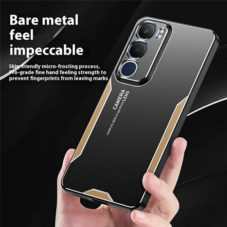 For vivo Y19s 4G Phone Case Aluminium Alloy TPU PC Back Cover - Gold