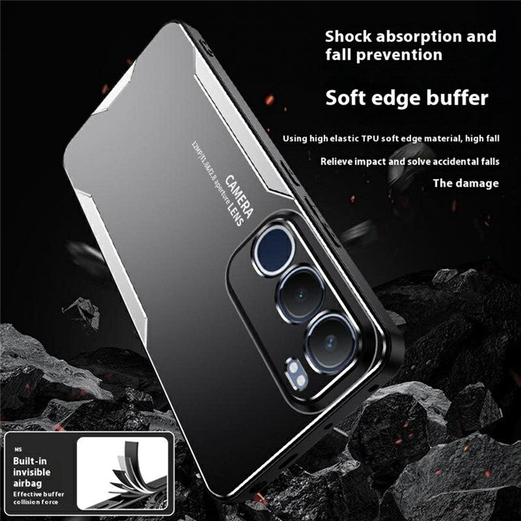 For vivo Y19s 4G Phone Case Aluminium Alloy TPU PC Back Cover - Silver