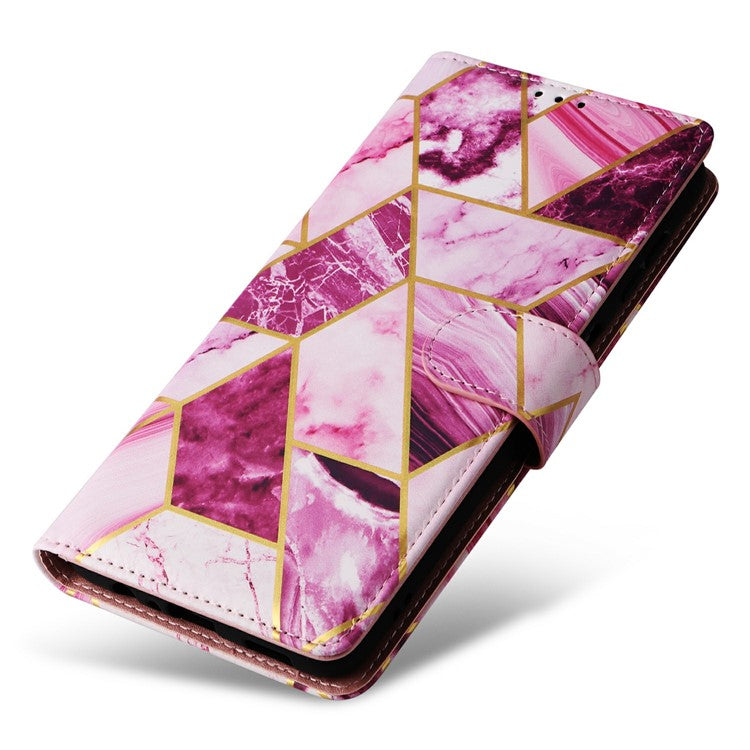 For Samsung Galaxy S25 / S24 Case Lacquered Marble Pattern Leather Phone Cover - Purple