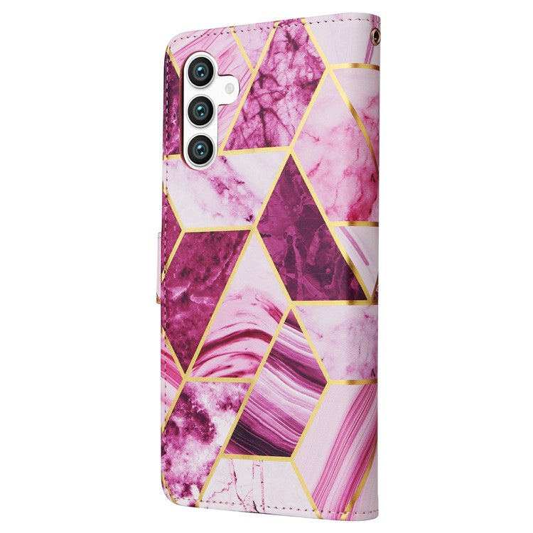 For Samsung Galaxy S25 / S24 Case Lacquered Marble Pattern Leather Phone Cover - Purple