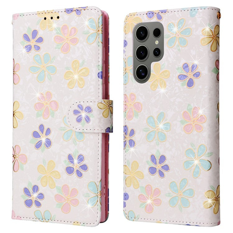 For Samsung Galaxy S25 Ultra Case RFID Blocking Flower Leather Phone Cover - Colorful Flower