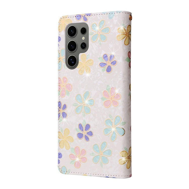 For Samsung Galaxy S25 Ultra Case RFID Blocking Flower Leather Phone Cover - Colorful Flower