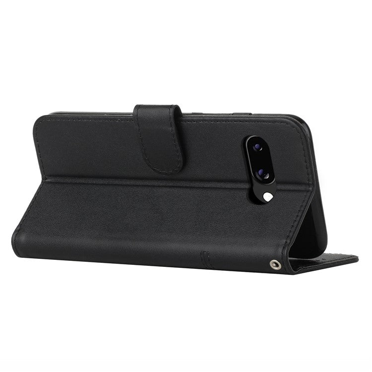 For Google Pixel 9a Case Stand Flip Protective Leather Phone Cover - Black