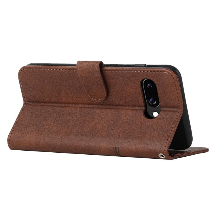 For Google Pixel 9a Case Stand Flip Protective Leather Phone Cover - Brown