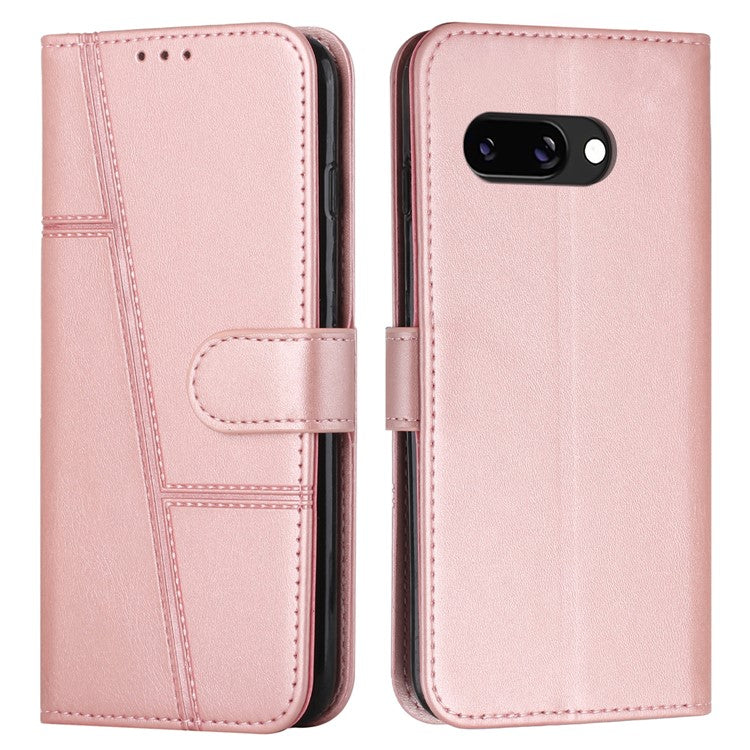 For Google Pixel 9a Case Stand Flip Protective Leather Phone Cover - Rose Gold