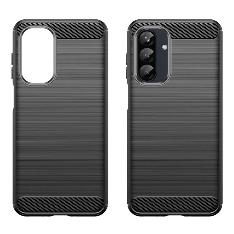 For Samsung Galaxy A26 5G Case Carbon Fiber Texture Brushed Anti Fingerprint Phone Back Cover - Black