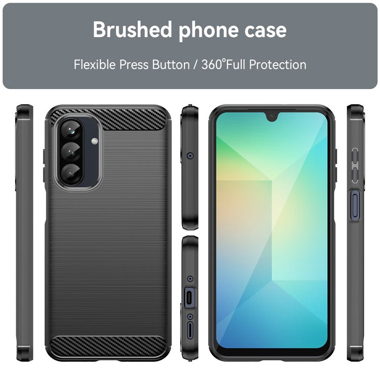 For Samsung Galaxy A26 5G Case Carbon Fiber Texture Brushed Anti Fingerprint Phone Back Cover - Black