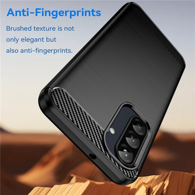 For Samsung Galaxy A26 5G Case Carbon Fiber Texture Brushed Anti Fingerprint Phone Back Cover - Black