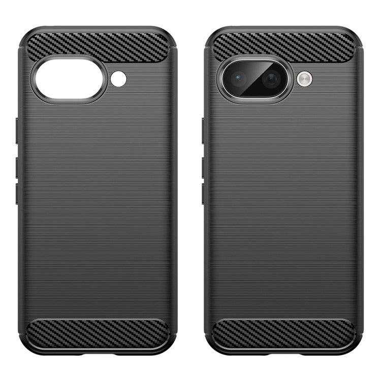 For Google Pixel 9a Case Carbon Fiber Texture Brushed Anti Fingerprint Phone Back Cover - Black