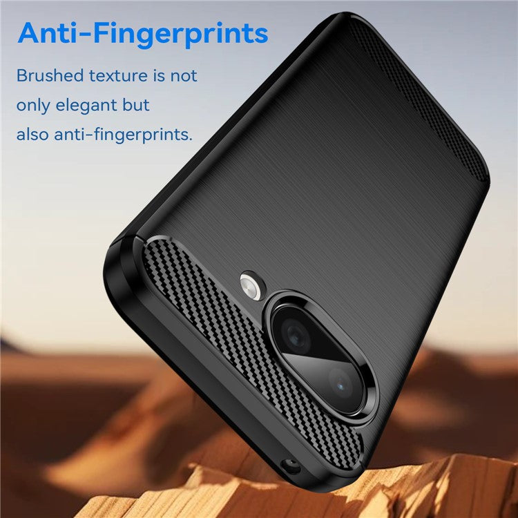 For Google Pixel 9a Case Carbon Fiber Texture Brushed Anti Fingerprint Phone Back Cover - Black