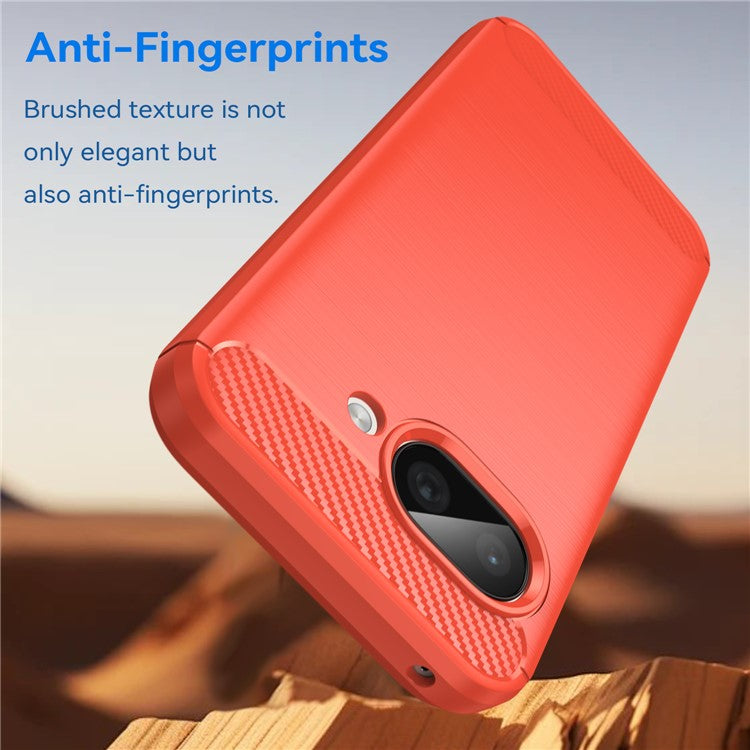 For Google Pixel 9a Case Carbon Fiber Texture Brushed Anti Fingerprint Phone Back Cover - Red