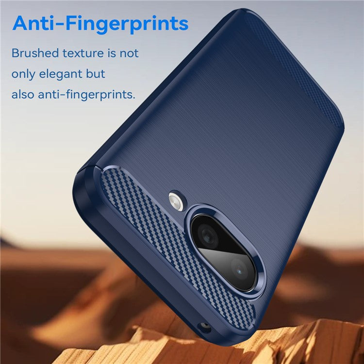 For Google Pixel 9a Case Carbon Fiber Texture Brushed Anti Fingerprint Phone Back Cover - Blue