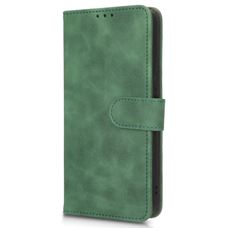 Skin-Touch Feeling Phone Case for vivo Y22s 4G / Y35 4G (2022), PU Leather Magnetic Clasp Stand Wallet Phone Cover - Green