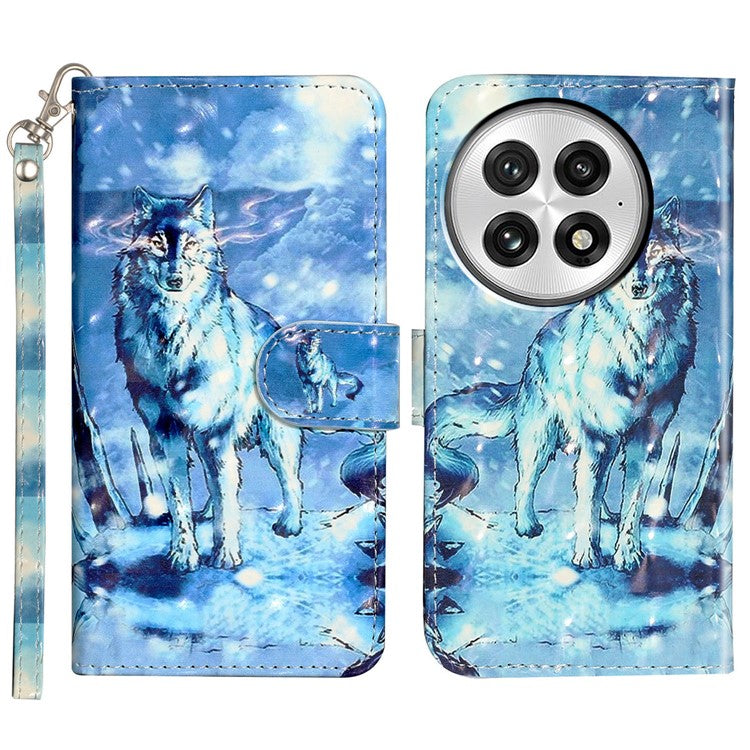 For OnePlus 13 Case 3D Pattern Printed Phone Leather Phone Cover - Snow Wolf