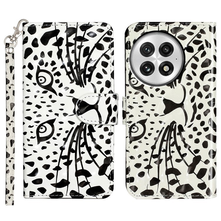 For OnePlus 13 Case 3D Pattern Printed Phone Leather Phone Cover - Leopard Head