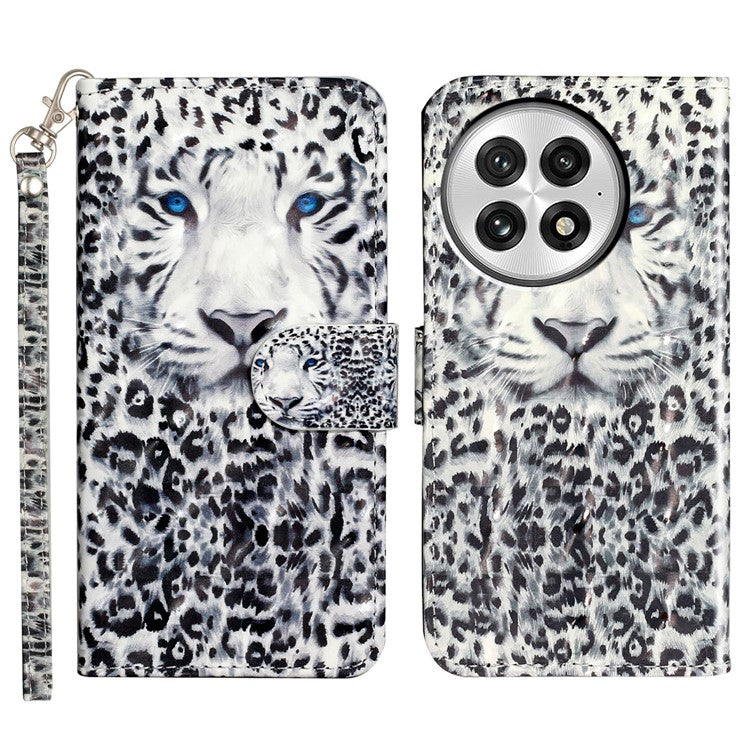 For OnePlus 13 Case 3D Pattern Printed Phone Leather Phone Cover - Leopard