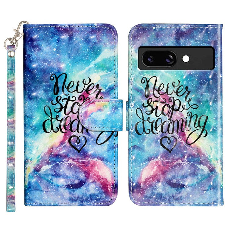 For Google Pixel 9a Case 3D Pattern Printed Phone Leather Phone Cover - Starry Sky