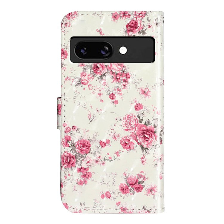 For Google Pixel 9a Case 3D Pattern Printed Phone Leather Phone Cover - Roses