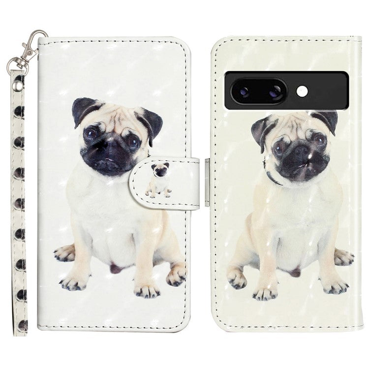 For Google Pixel 9a Case 3D Pattern Printed Phone Leather Phone Cover - Dog