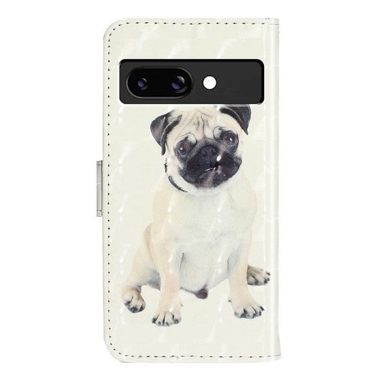 For Google Pixel 9a Case 3D Pattern Printed Phone Leather Phone Cover - Dog