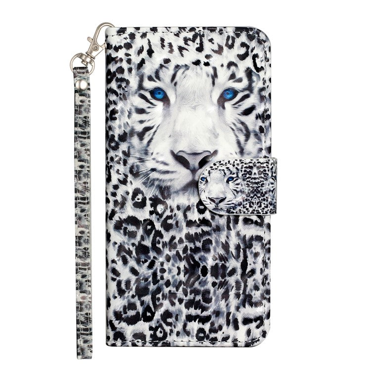 For Google Pixel 9a Case 3D Pattern Printed Phone Leather Phone Cover - Leopard