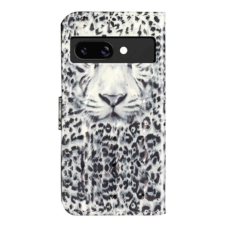 For Google Pixel 9a Case 3D Pattern Printed Phone Leather Phone Cover - Leopard