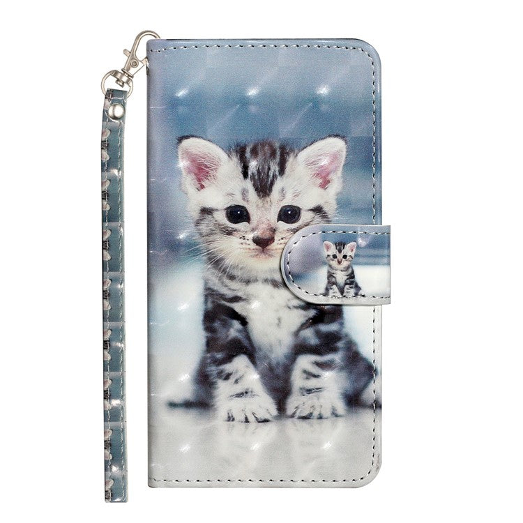 For Google Pixel 9a Case 3D Pattern Printed Phone Leather Phone Cover - Cat