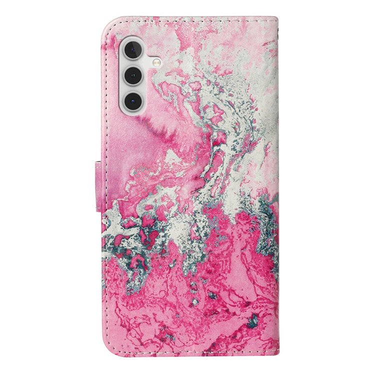 For Samsung Galaxy A36 5G Case Pattern PU Leather Flip Phone Cover - Pink Seawater Marble