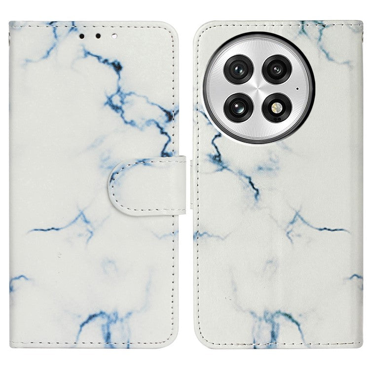 For OnePlus 13 Case Pattern PU Leather Flip Phone Cover  - White Marble