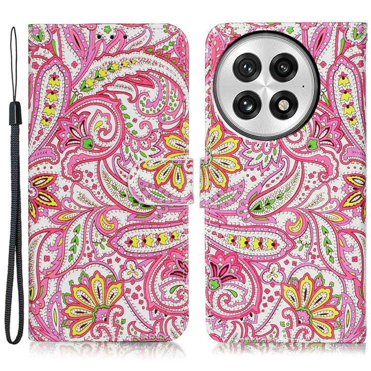 For OnePlus 13 Case Pattern Leather Wallet Phone Cover with Card Holder - Flower