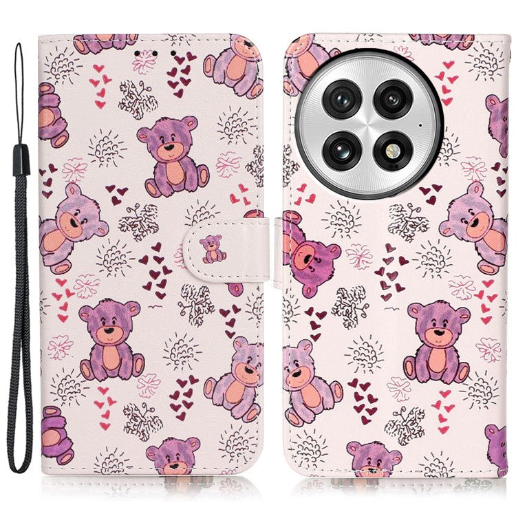 For OnePlus 13 Case Pattern Leather Wallet Phone Cover with Card Holder - Bear