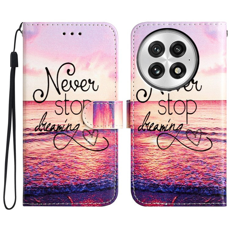 For OnePlus 13 Wallet Case Printed Pattern Design Leather Phone Cover - Never Stop Dreaming