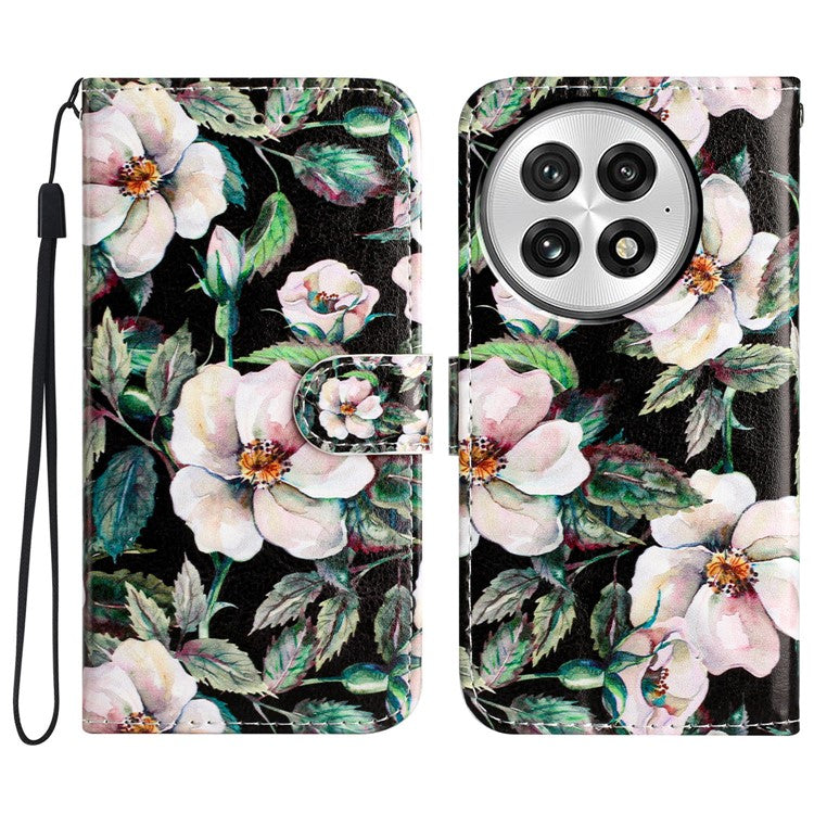 For OnePlus 13 Wallet Case Printed Pattern Design Leather Phone Cover - Magnolia